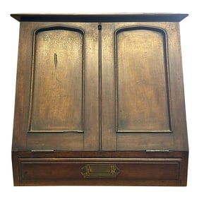 Vintage Distressed Brown Wood Stationary Sloping Door Box Chest