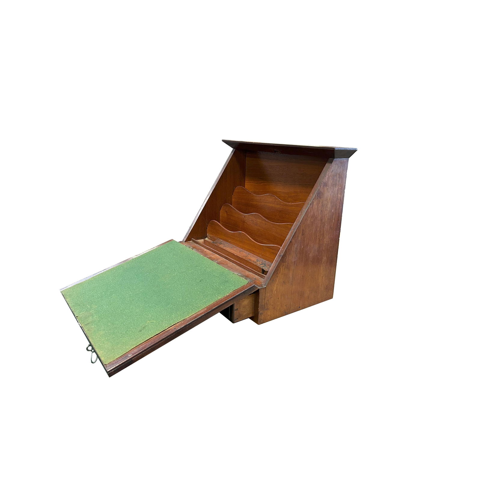 Vintage Distressed Brown Wood Stationary Sloping Door Box Chest - 2