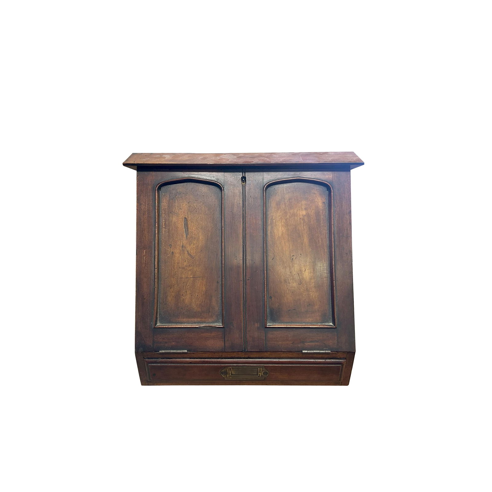 Vintage Distressed Brown Wood Stationary Sloping Door Box Chest - 4