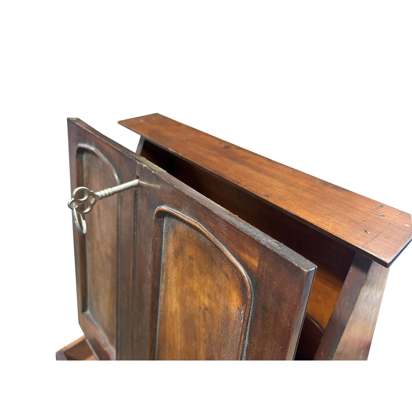 Vintage Distressed Brown Wood Stationary Sloping Door Box Chest - 5