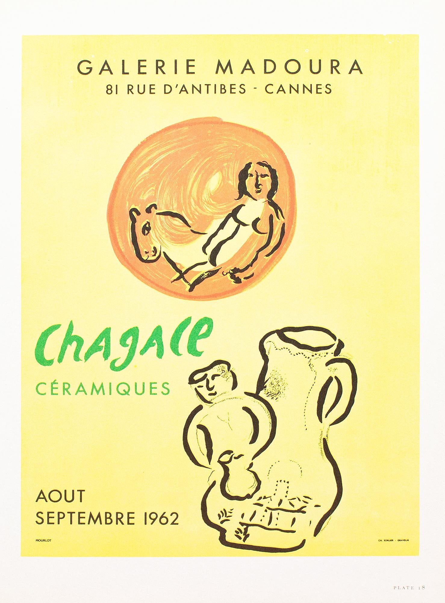 1966 After Marc Chagall, "Chagall - Ceramics" Poster for the Madoura Gallery, Cannes - 2