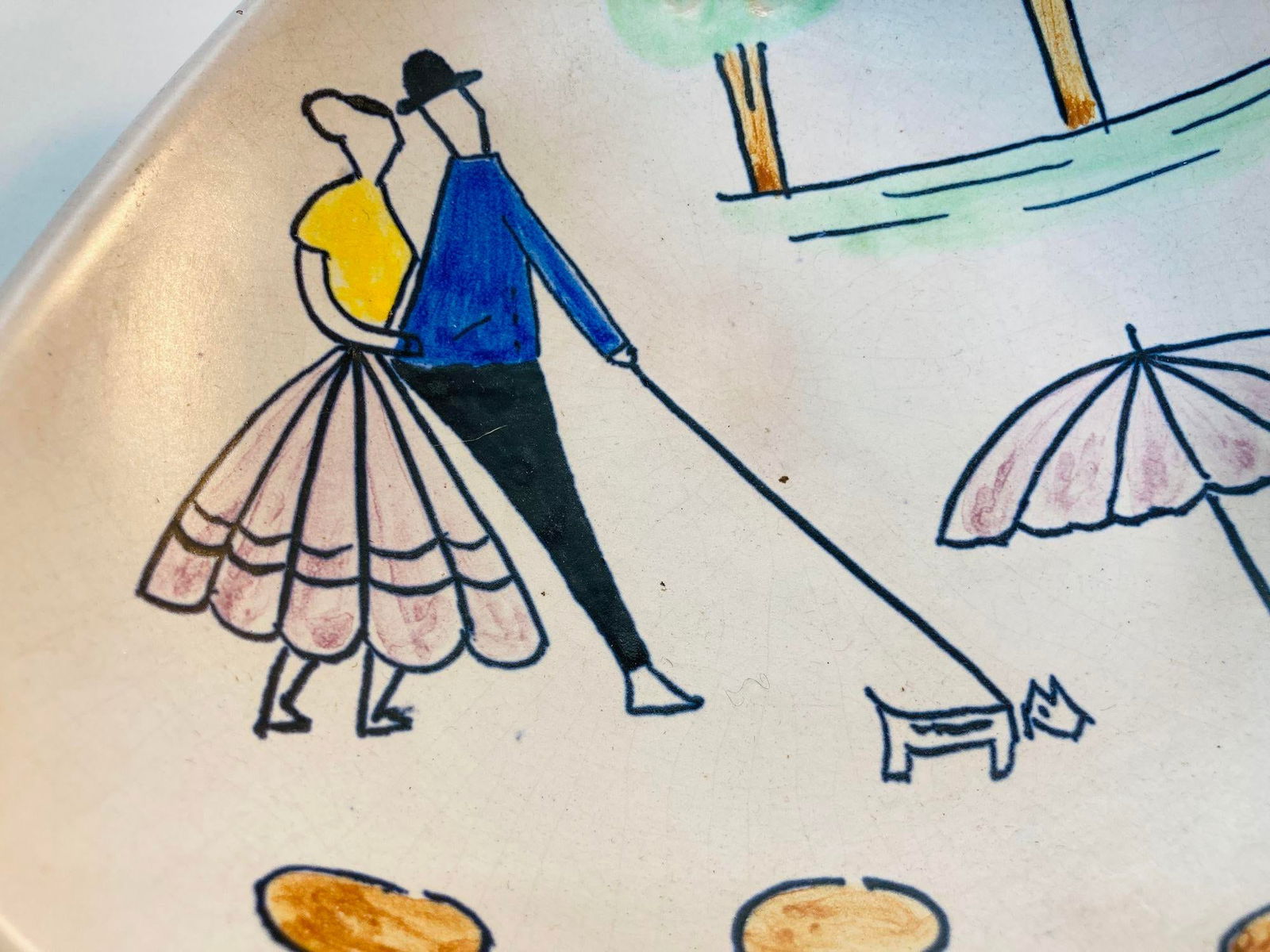 Vintage German Plate Hand-Painted Triangular Dish Catchall 1950s - 8