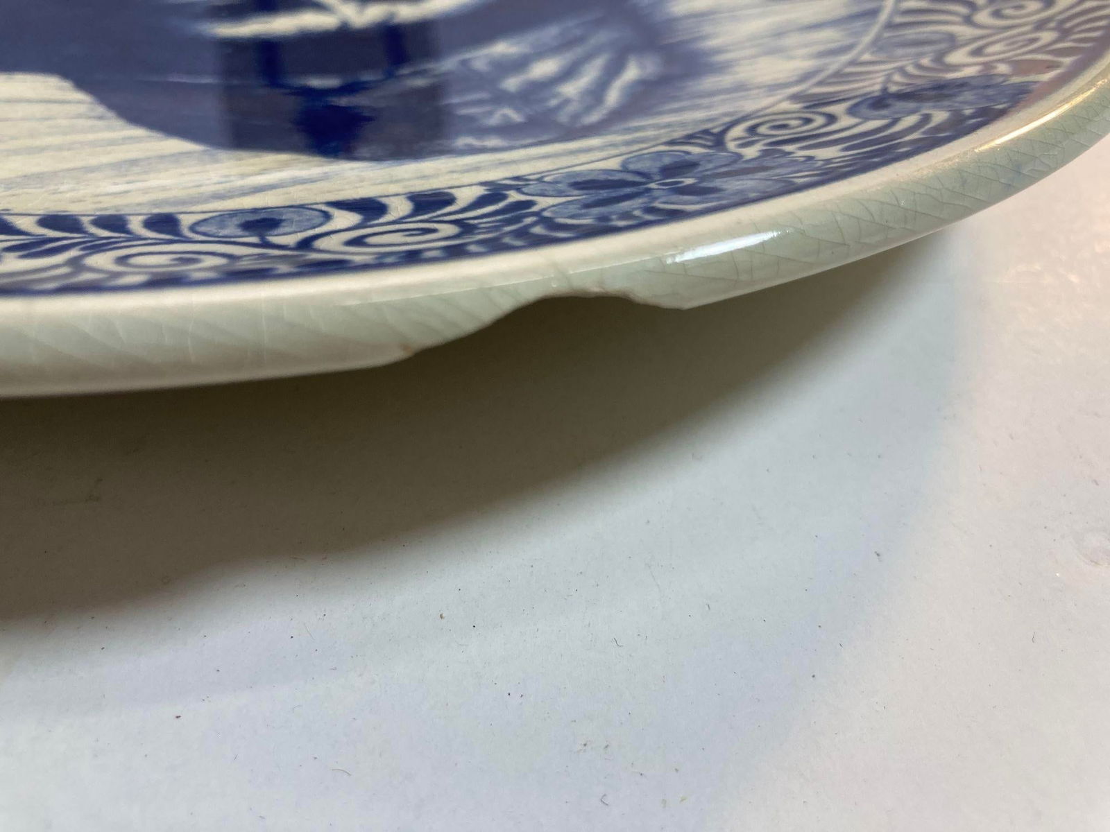 Delft Large Vintage Ceramic Plate Blue and White Dutch Holland Charger 1940s - 11