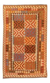 Modern Geometric Kilim Rug, 5'1" X 8'3"