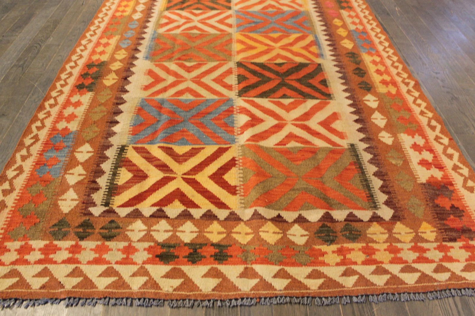 Modern Geometric Kilim Rug, 5'1" X 8'3" - 6