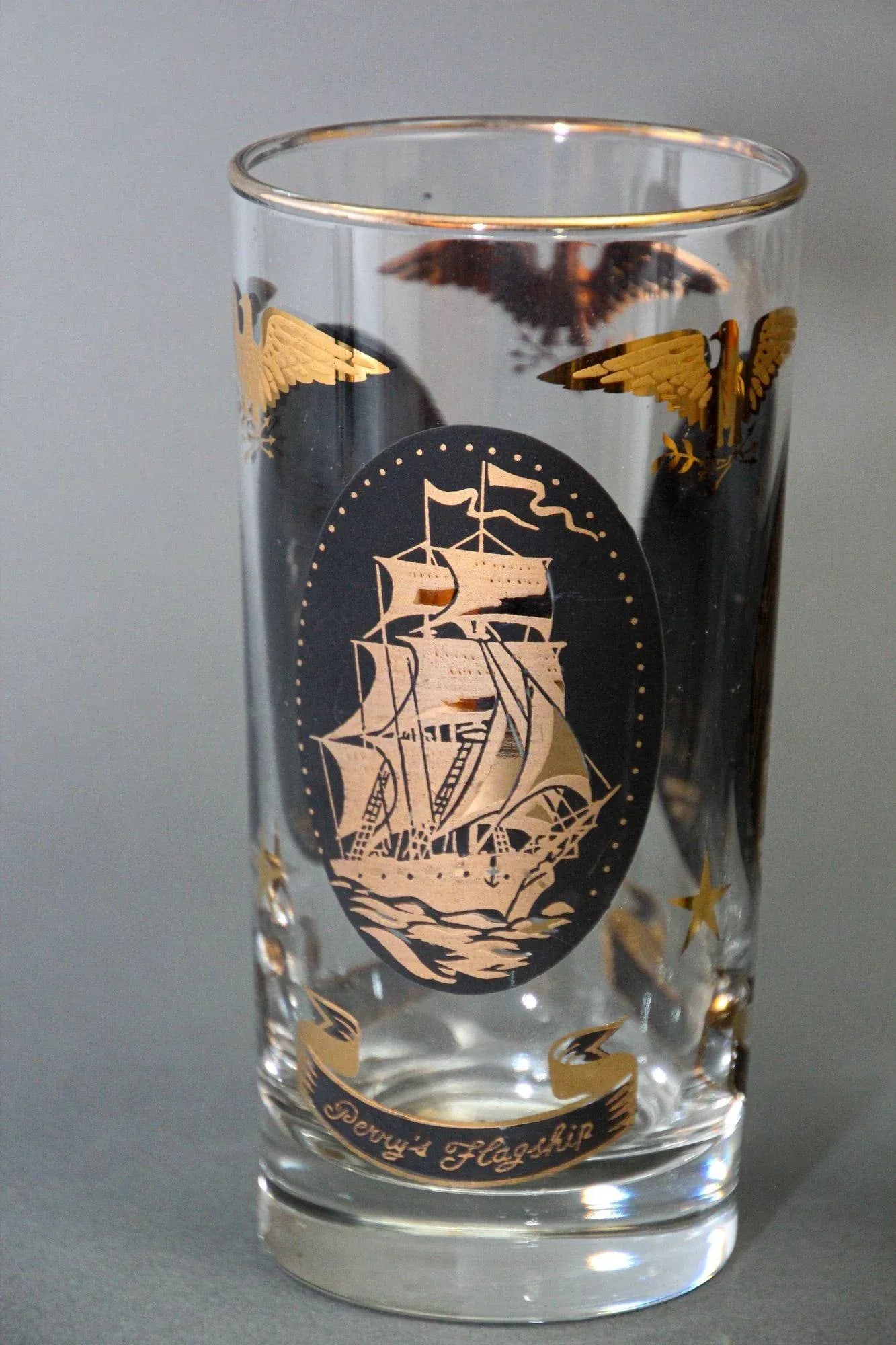 Vintage American Libbey Gold Drinking Glasses Set of 2 Hollywood Regency Retro - 3