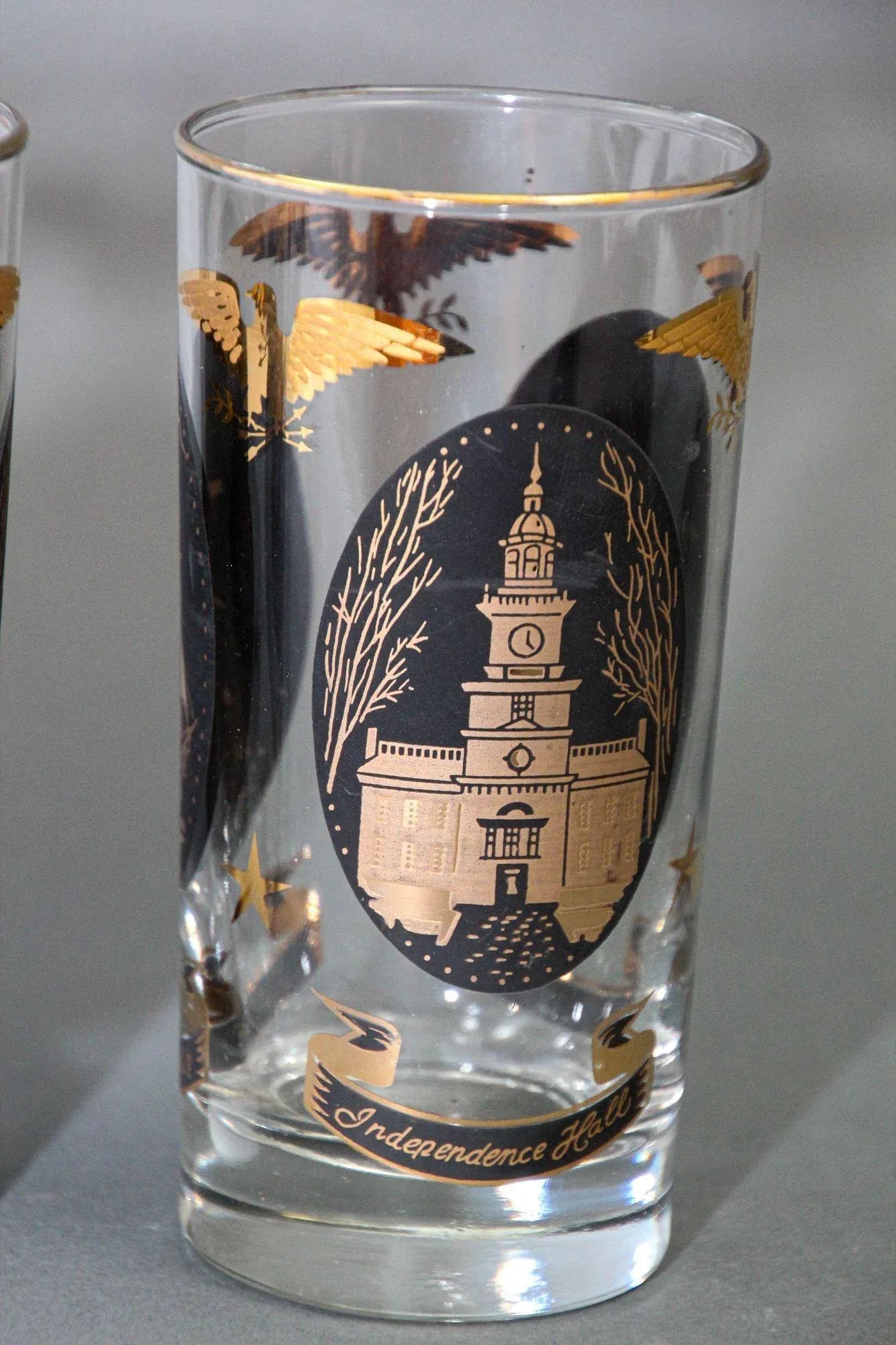 Vintage American Libbey Gold Drinking Glasses Set of 2 Hollywood Regency Retro - 4