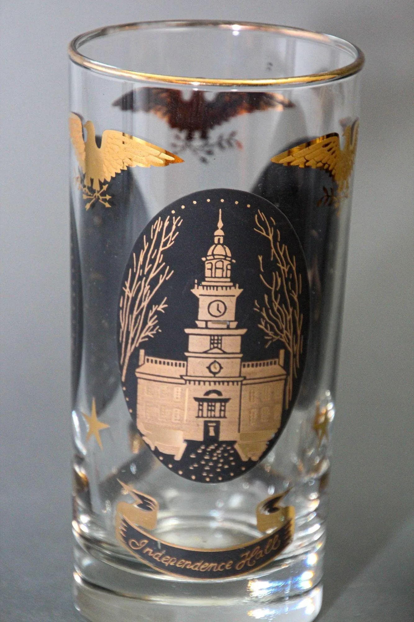 Vintage American Libbey Gold Drinking Glasses Set of 2 Hollywood Regency Retro - 5