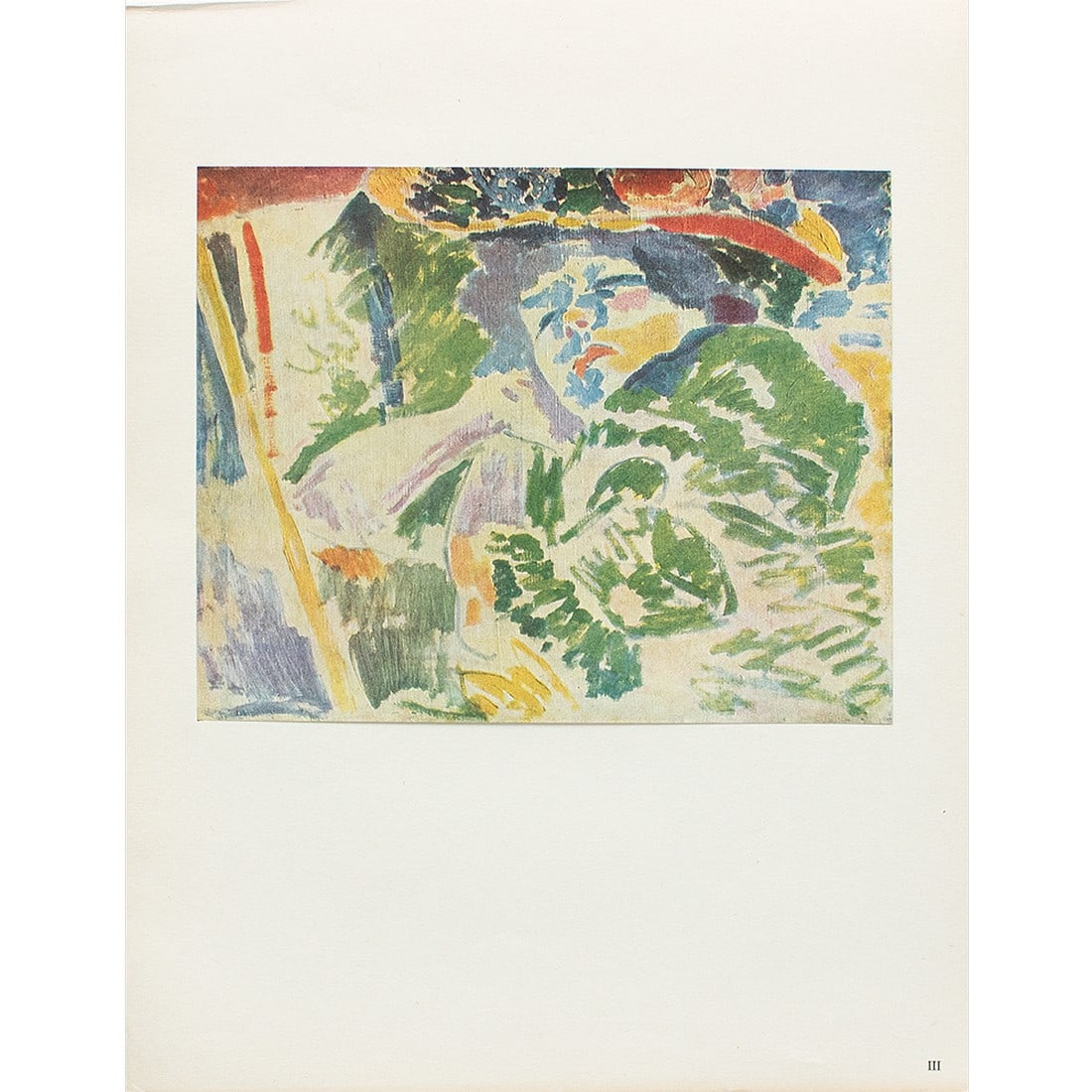 1950 After André Derain "The Woman at the Transatlantique", German Edition Offset Lithograph: A vintage period offset lithograph, full-color print, after painting "The Woman at the Transatlantique" (1907) by French artist, painter, sculptor André Derain. Printed on one side. Hand