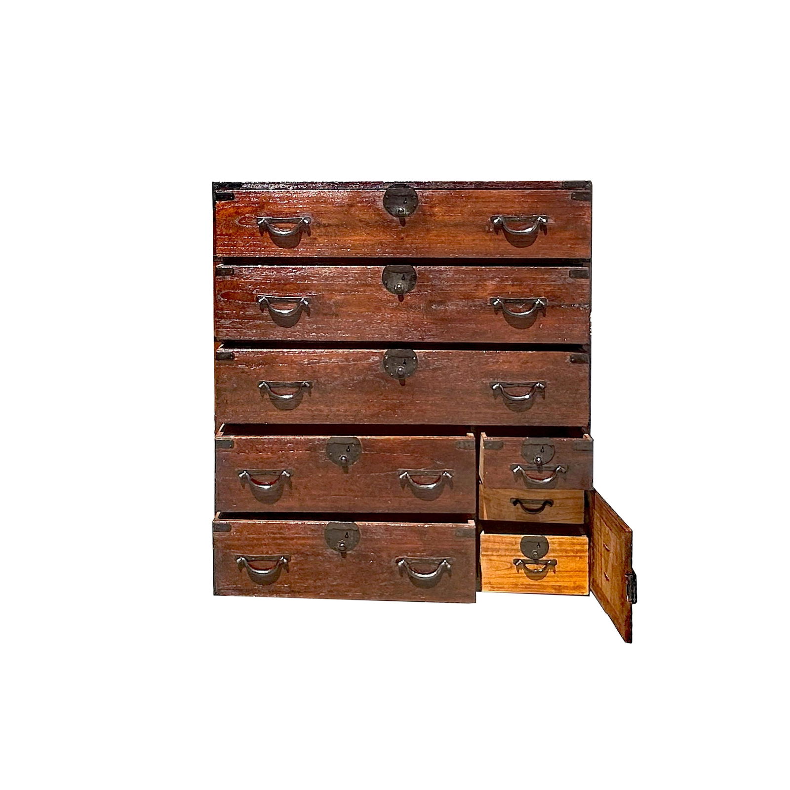 Vintage Japanese Style Yonezawa IshÃ´'dansu Black Hardware 6 Drawers Cabinet - 4