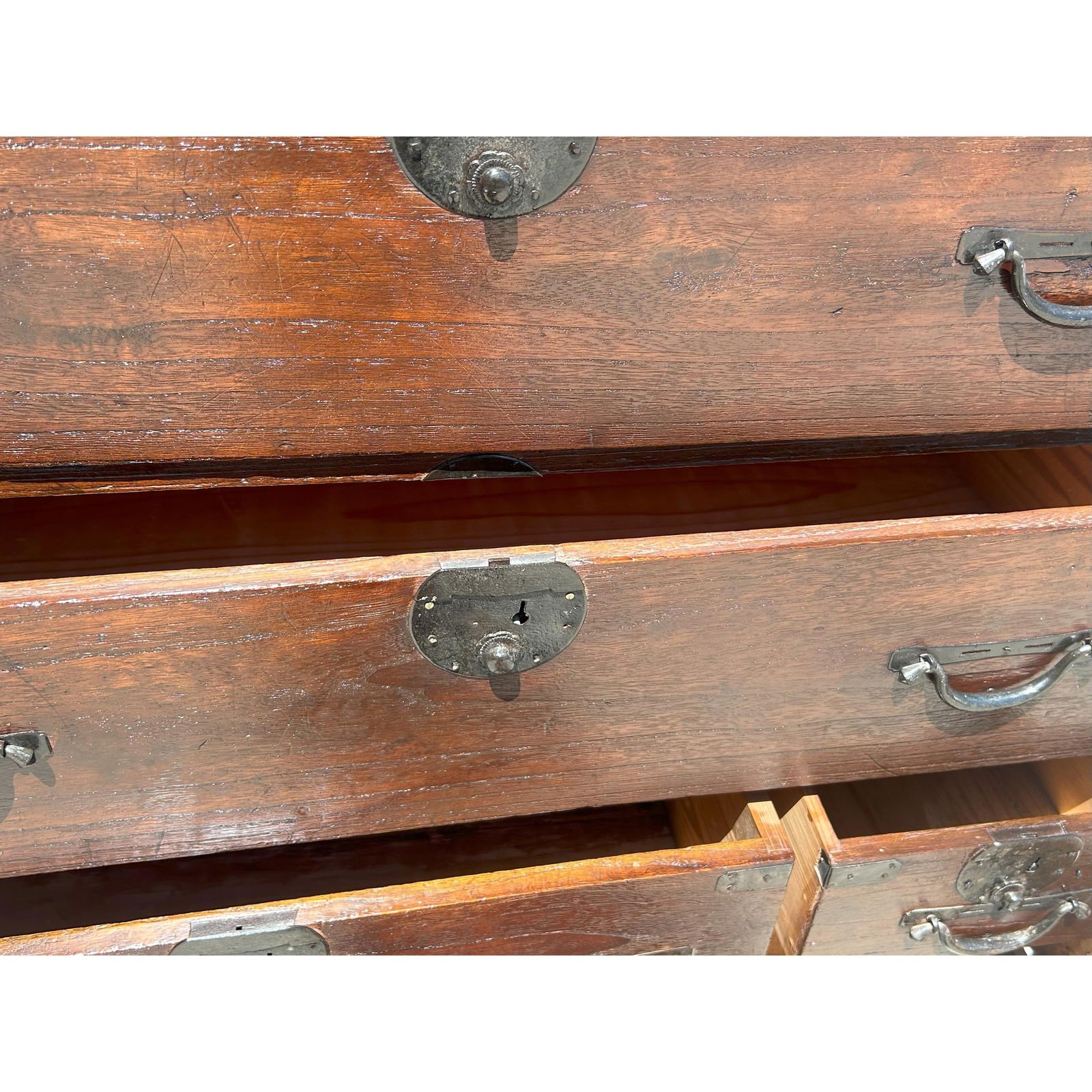 Vintage Japanese Style Yonezawa IshÃ´'dansu Black Hardware 6 Drawers Cabinet - 7