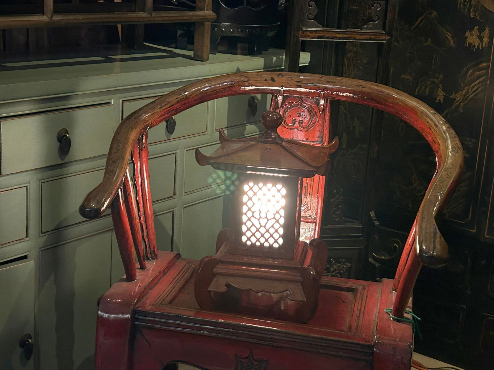 Oriental Medium Brown Wood Square Tower Pagoda Shape Table Lamp - 10