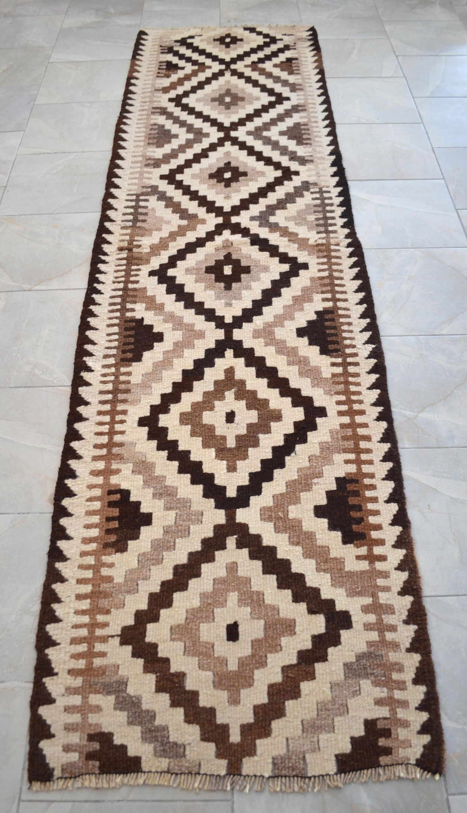 1960s Vintage Handmade Turkish Runner Rug Undyed Wool Hallway Rug - 2"²10"³ × - 10