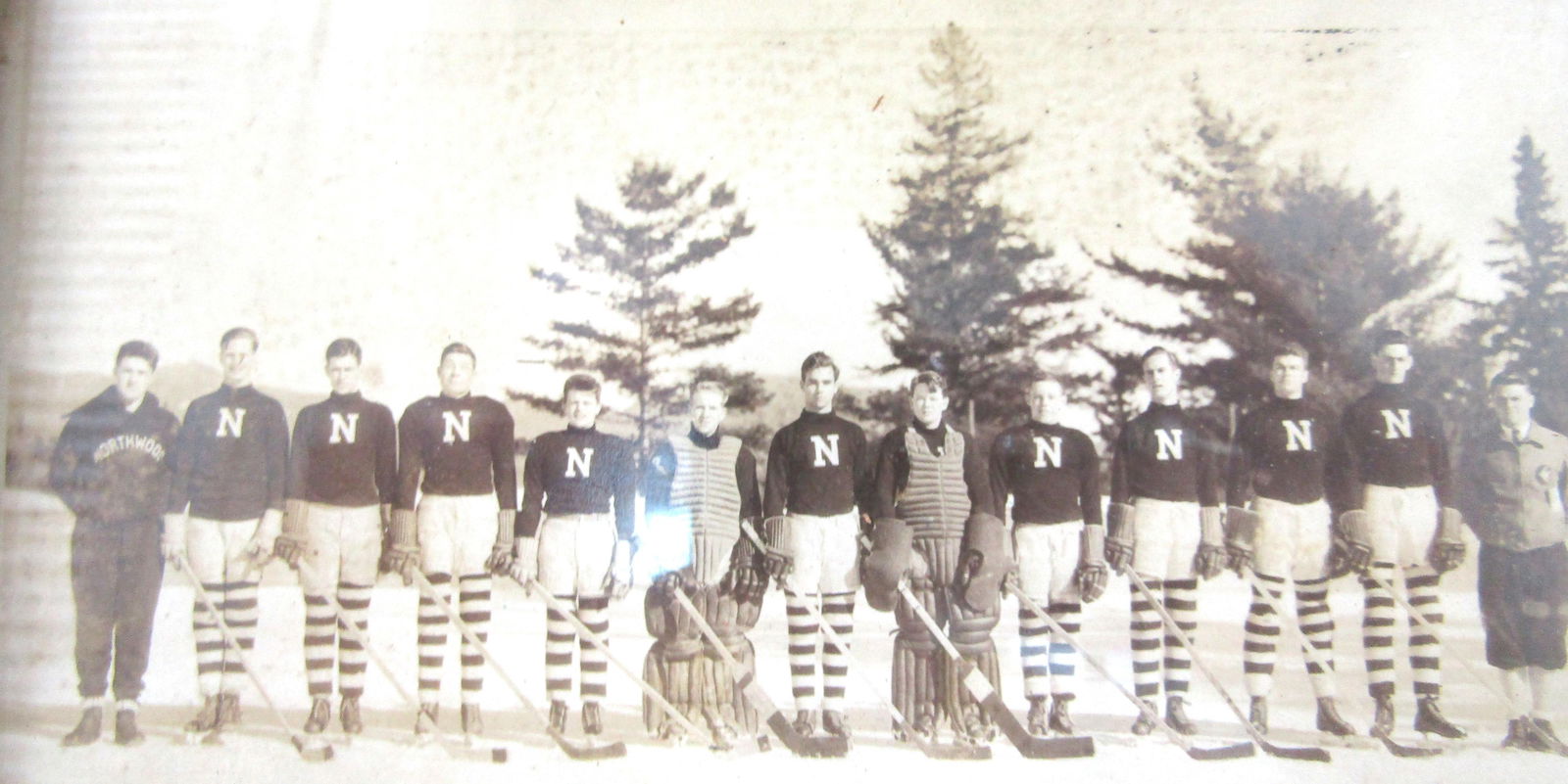 1930's Antique Group Photograph the Northwoods High School Hockey Team, Framed - 2