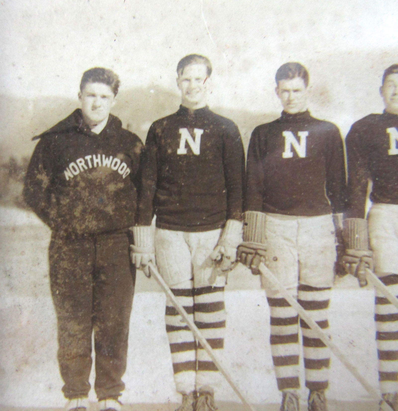 1930's Antique Group Photograph the Northwoods High School Hockey Team, Framed - 3
