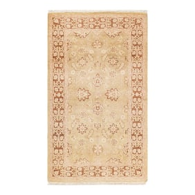 Eclectic, One-of-a-Kind Hand-Knotted Area Rug - Ivory, 3' 1" x 5' 1"