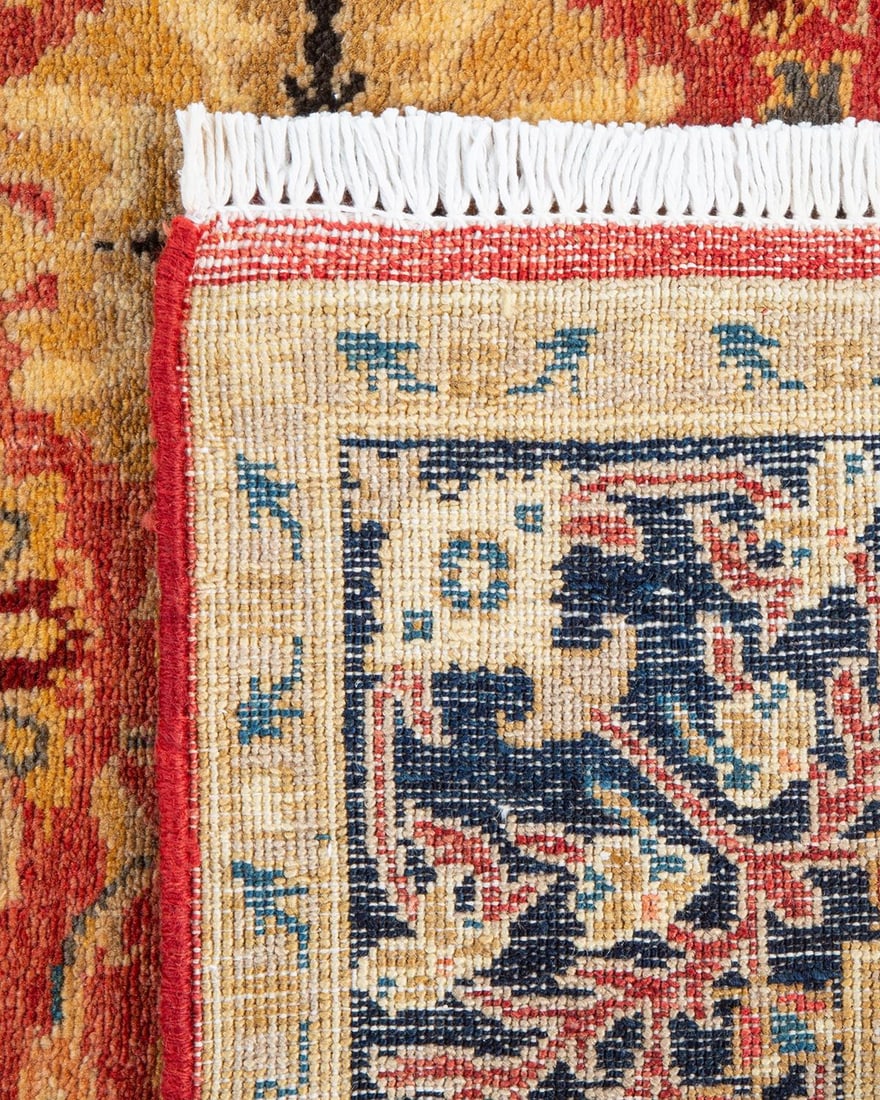 Eclectic, One-of-a-Kind Hand-Knotted Area Rug - Orange, 4' 1" x 6' 4" - 5