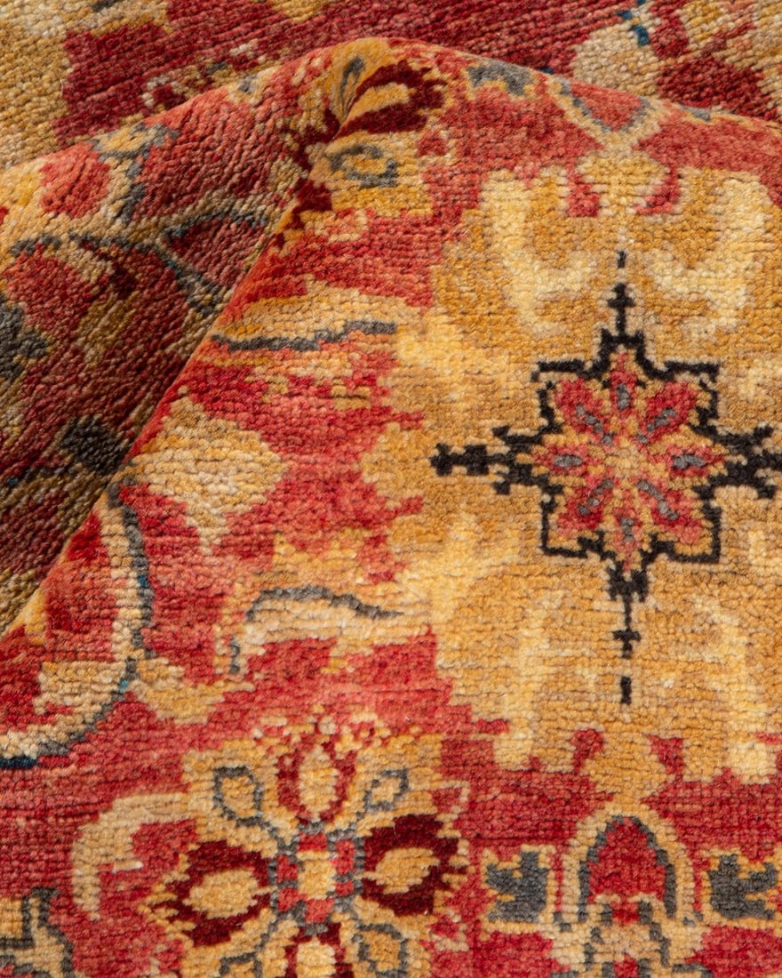 Eclectic, One-of-a-Kind Hand-Knotted Area Rug - Orange, 4' 1" x 6' 4" - 7