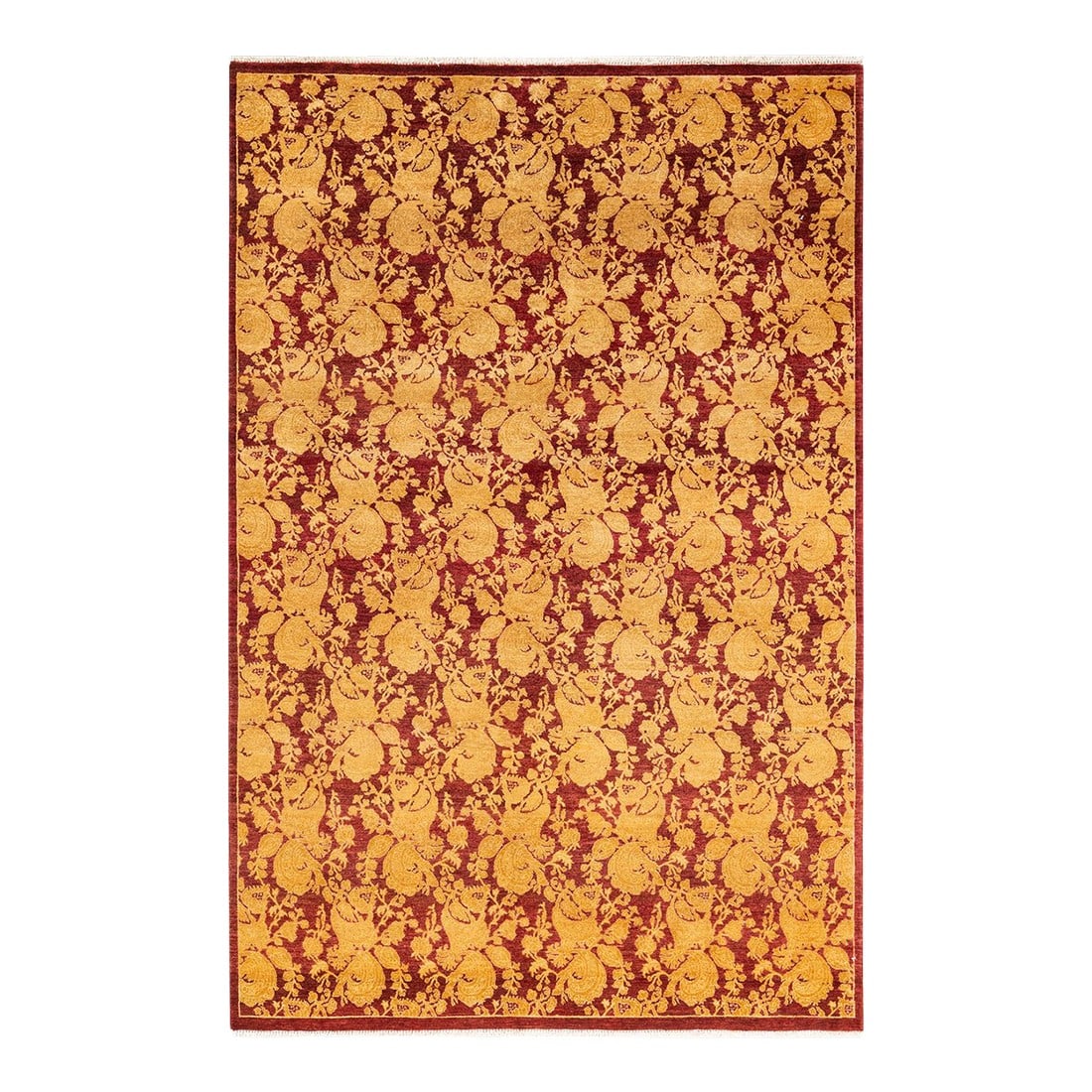 Mogul, One-of-a-Kind Hand-Knotted Area Rug - Red , 4' 8" x 7' 1": With understated palettes and allover designs, the rugs in the Mogul Collection will bring timeless sophistication to any room. Influenced by a spectrum of Turkish, Indian, and Persian designs, the