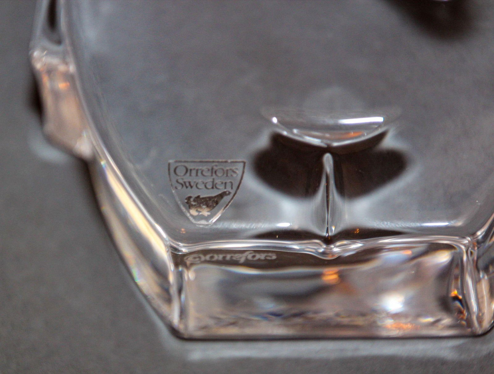 Orrefors Sweden Martti Rytkönen Crystal Elephant Orrefors Glass Paperweight - 12