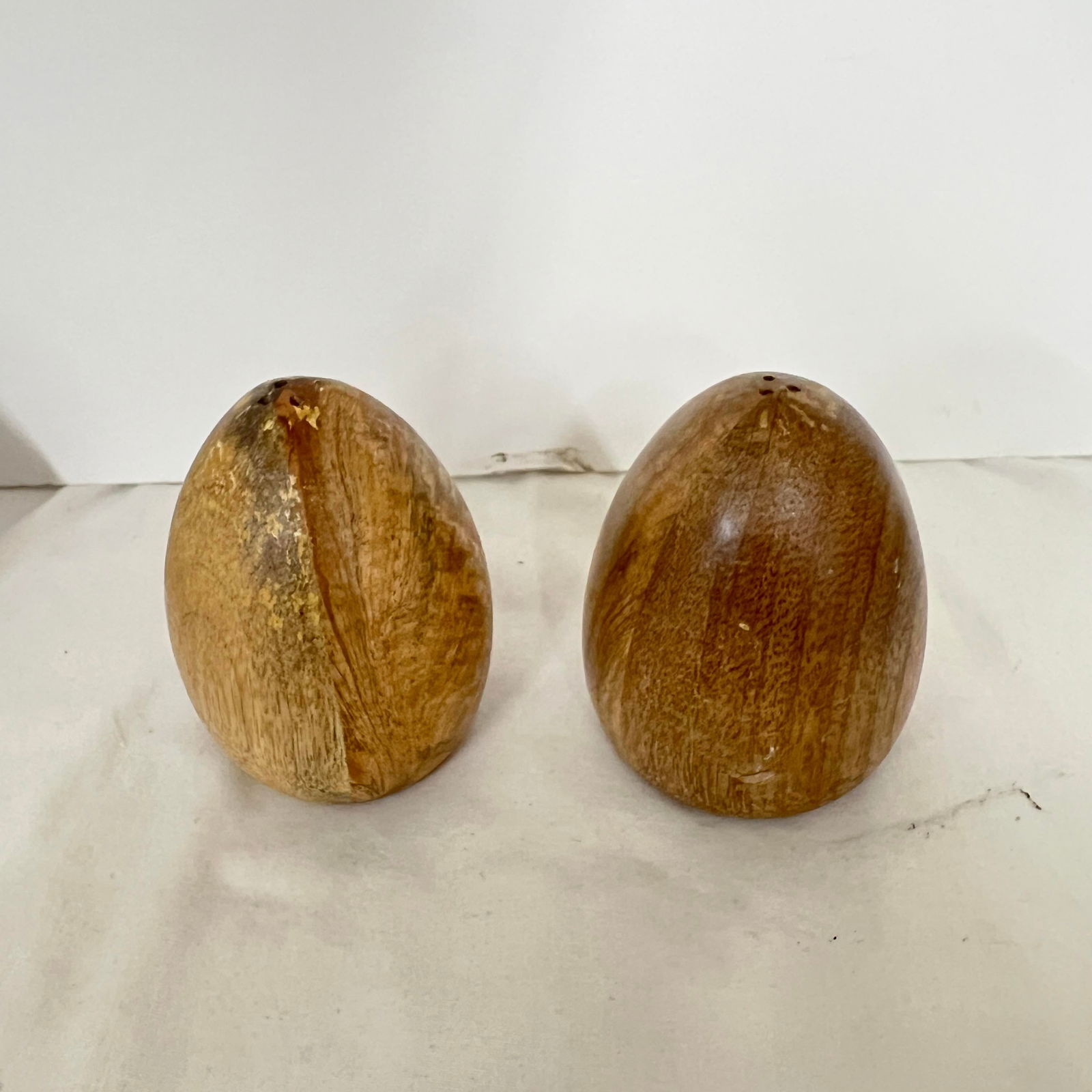Handmade Hardwood Egg Shaped Salt and Pepper Shakers - a Pair - 2