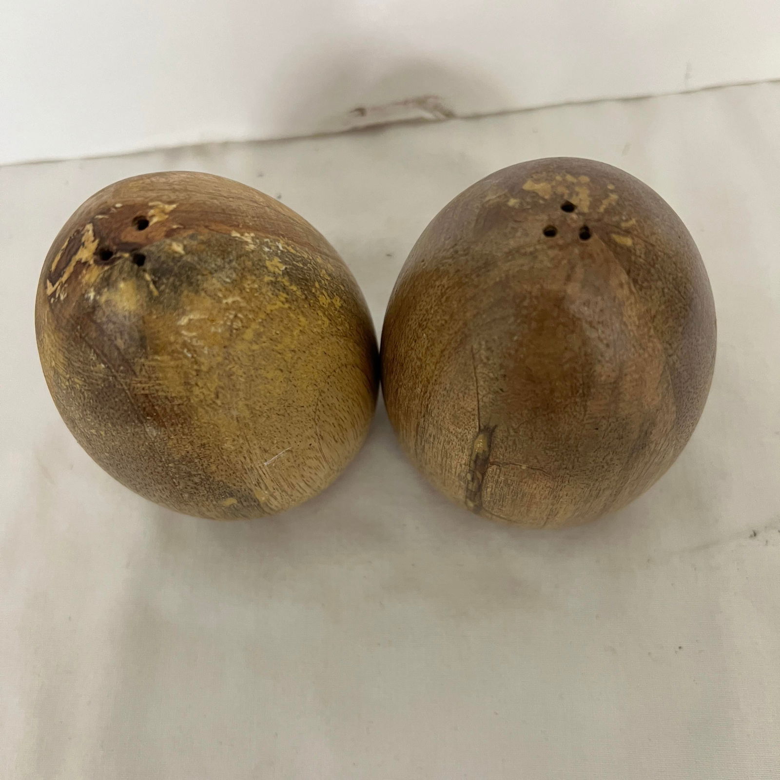 Handmade Hardwood Egg Shaped Salt and Pepper Shakers - a Pair - 3