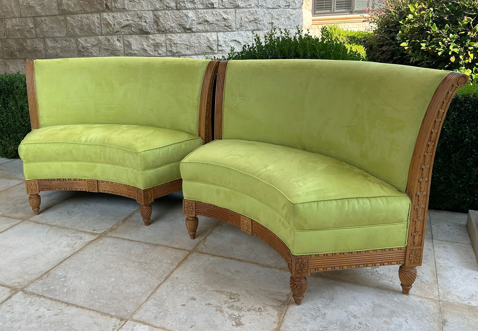 1990s Pair of Modern Style Curved Settees - 2