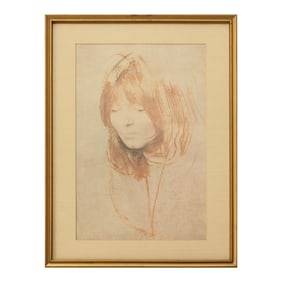 After Pietro Annigoni "Portrait of a Woman", Mid 20th Century Large Monochrome Framed Print