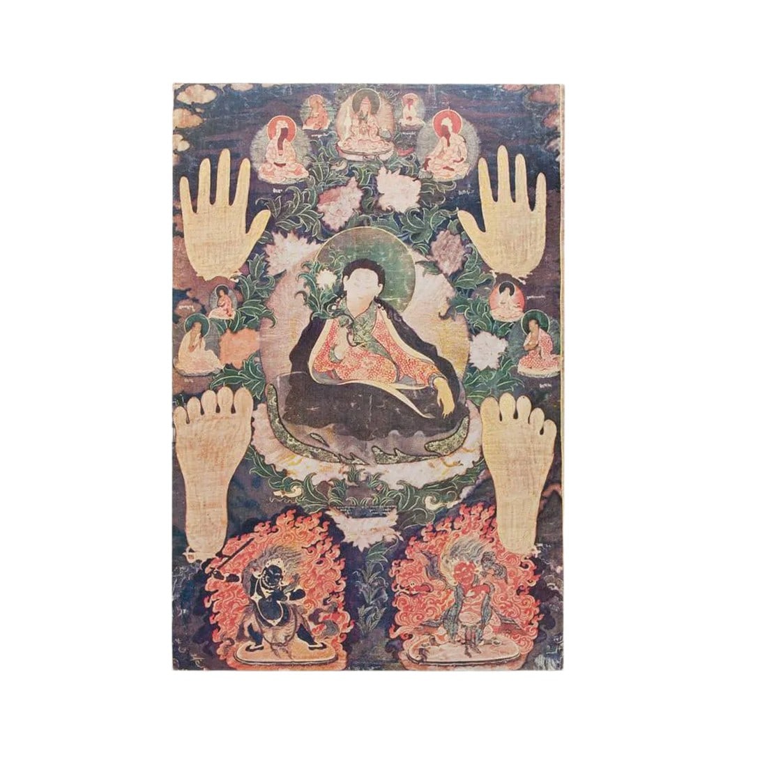 1954 Portrait of a Tibetan Mystic, First Edition Parisian Full-Color Print: An extremely rare First Edition full-color print of 18th century Tibetan Buddhist painting Portrait Of A Tibetan Mystic. Comes from a rare folio published by Albert Guillot in Paris, France, in 1954.