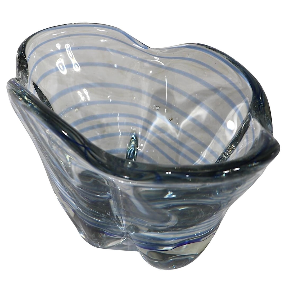 Scandinavian Mid Century Art Glass Bowl Poss. Orrefors - 3