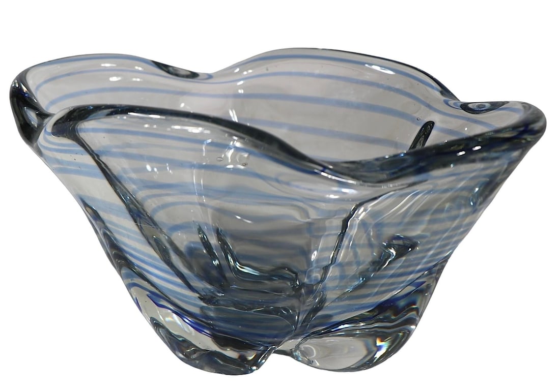 Scandinavian Mid Century Art Glass Bowl Poss. Orrefors - 5