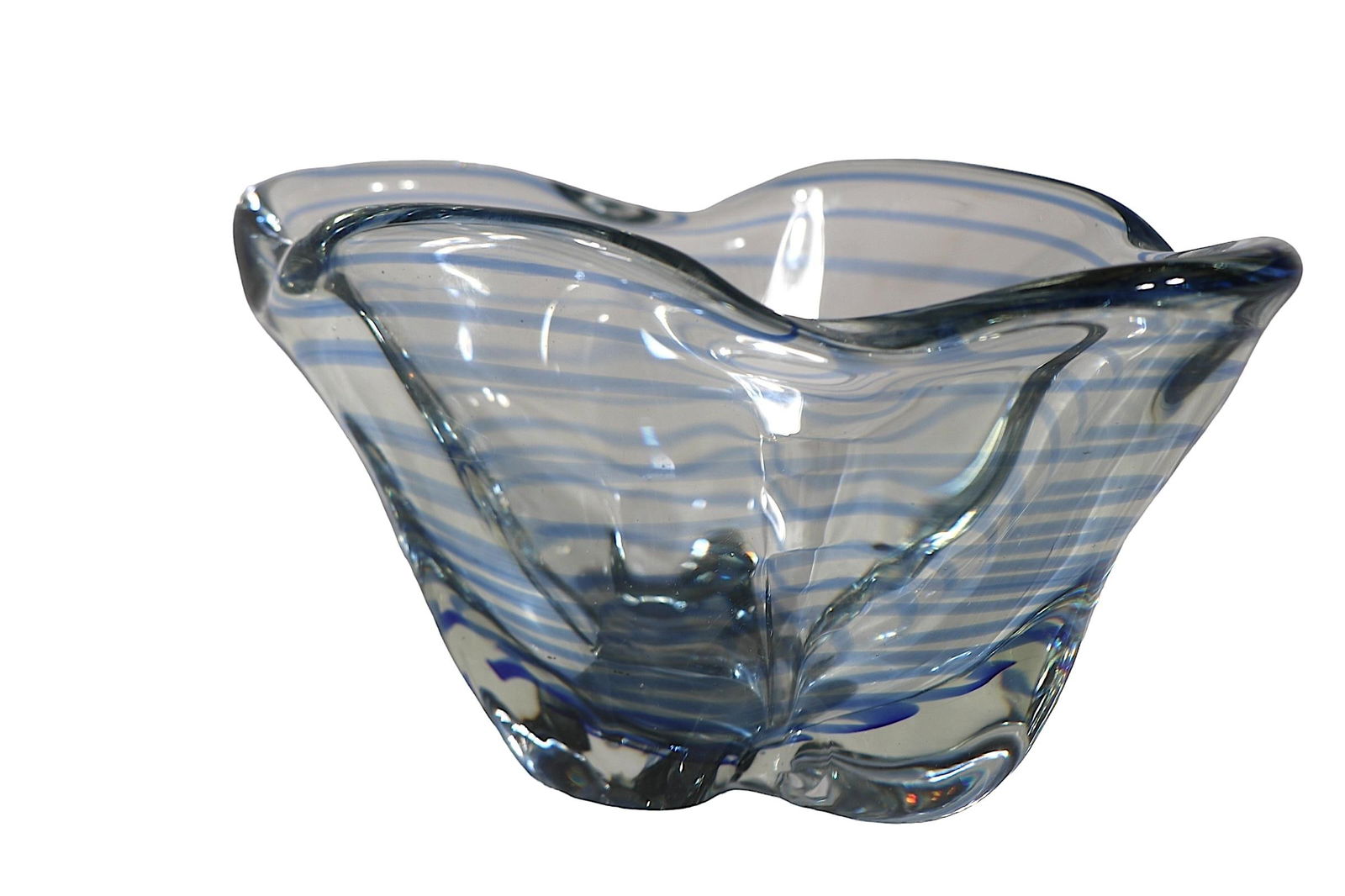 Scandinavian Mid Century Art Glass Bowl Poss. Orrefors - 8