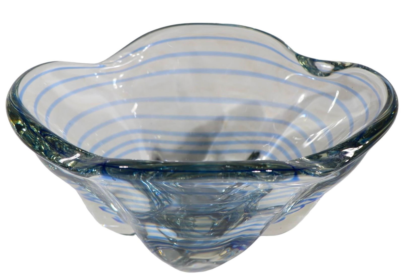 Scandinavian Mid Century Art Glass Bowl Poss. Orrefors - 9