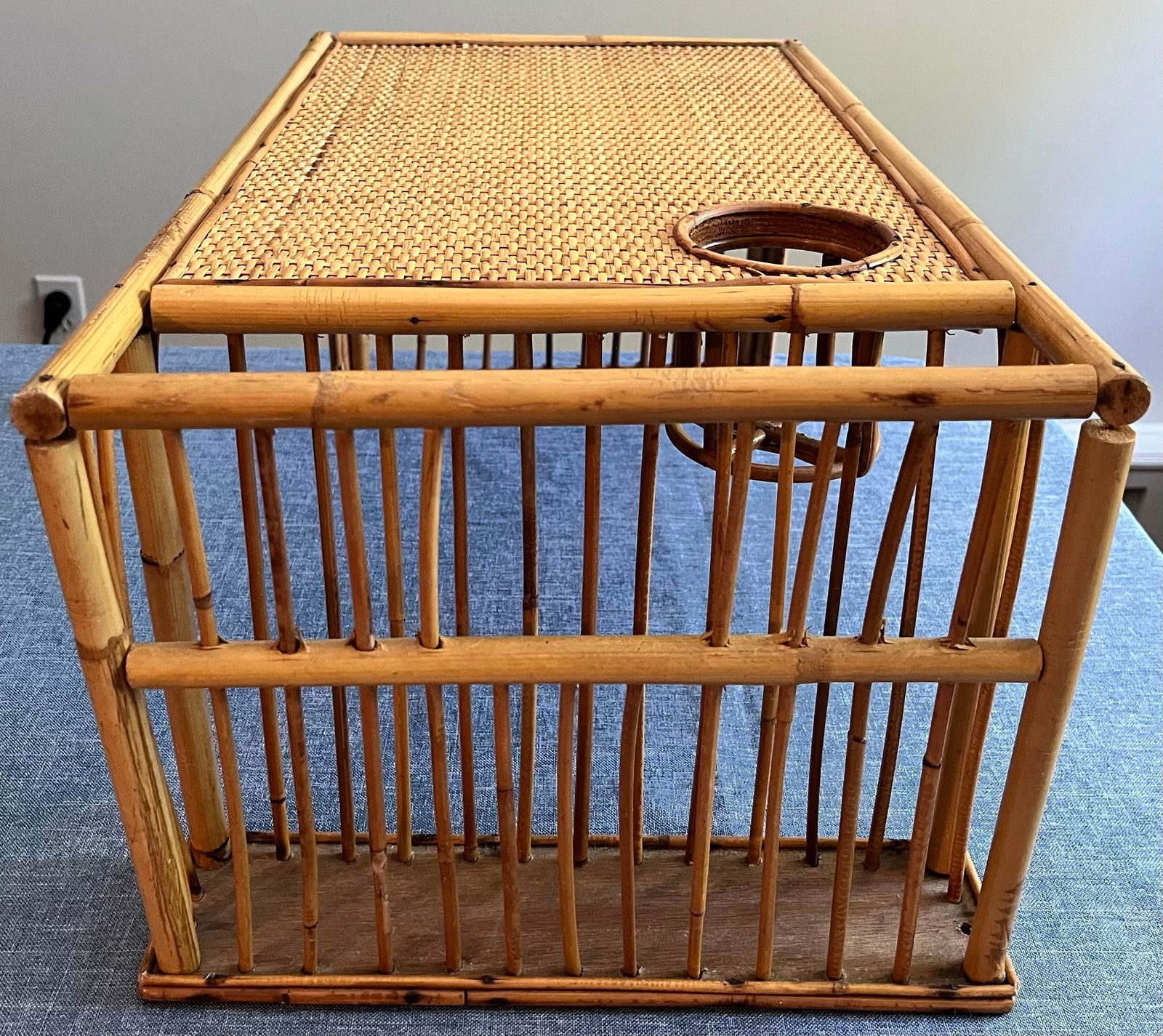 1970s Bamboo and Rattan Bed Tray Breakfast Tray With Cup Holder and Magazine / Newspaper Side Storag - 3