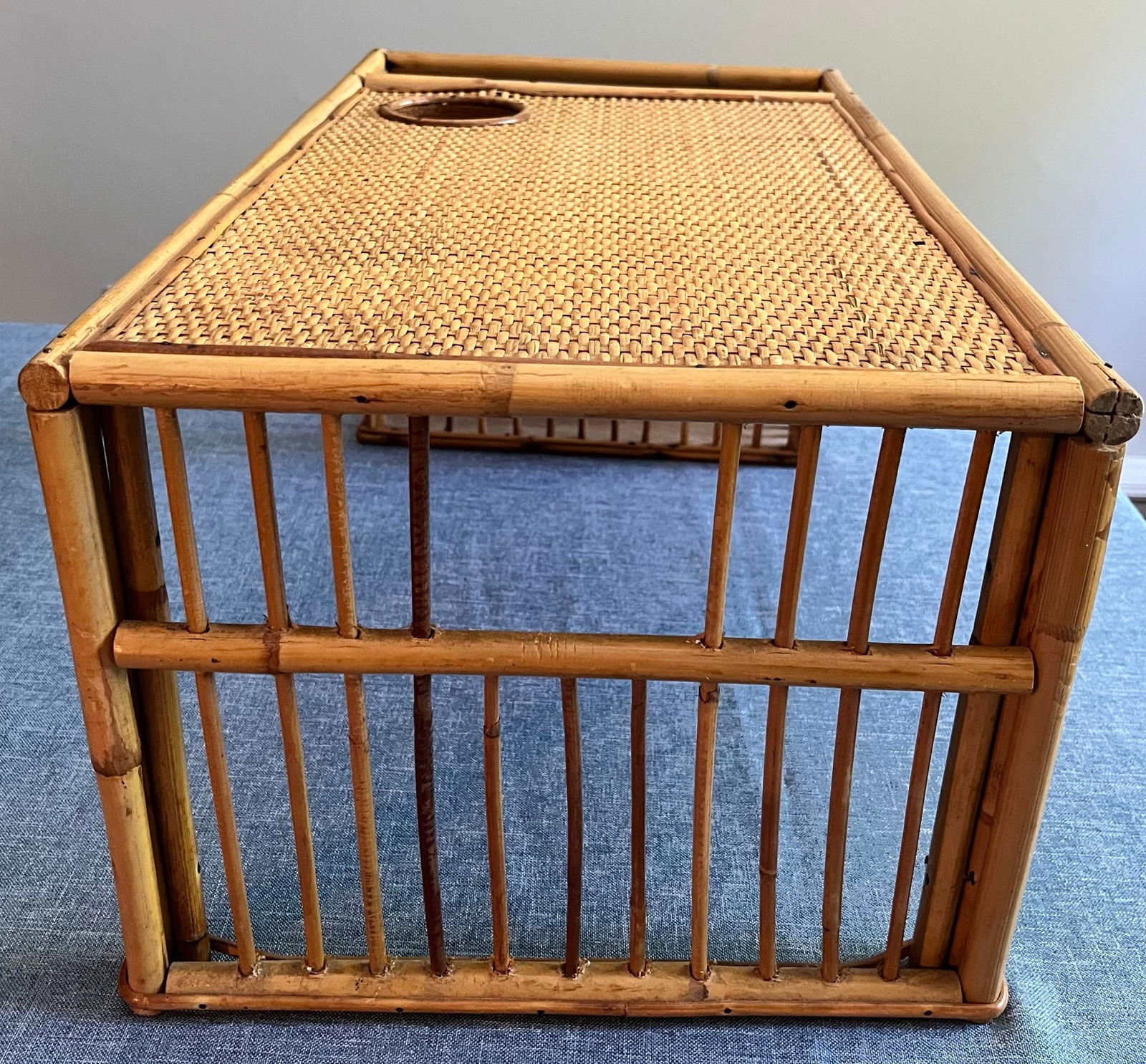 1970s Bamboo and Rattan Bed Tray Breakfast Tray With Cup Holder and Magazine / Newspaper Side Storag - 5