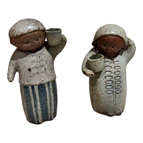 Mid-Century Modern Art Pottery Salt Pepper Shaker Set Japanese Stoneware