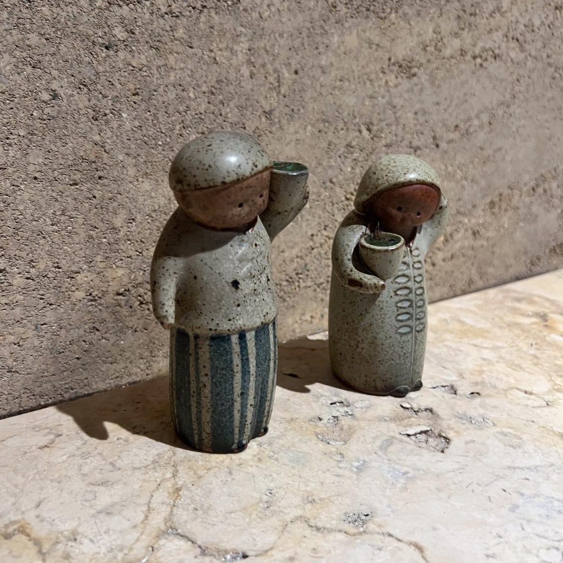 Mid-Century Modern Art Pottery Salt Pepper Shaker Set Japanese Stoneware - 2