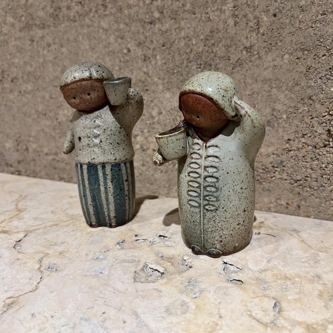 Mid-Century Modern Art Pottery Salt Pepper Shaker Set Japanese Stoneware - 3