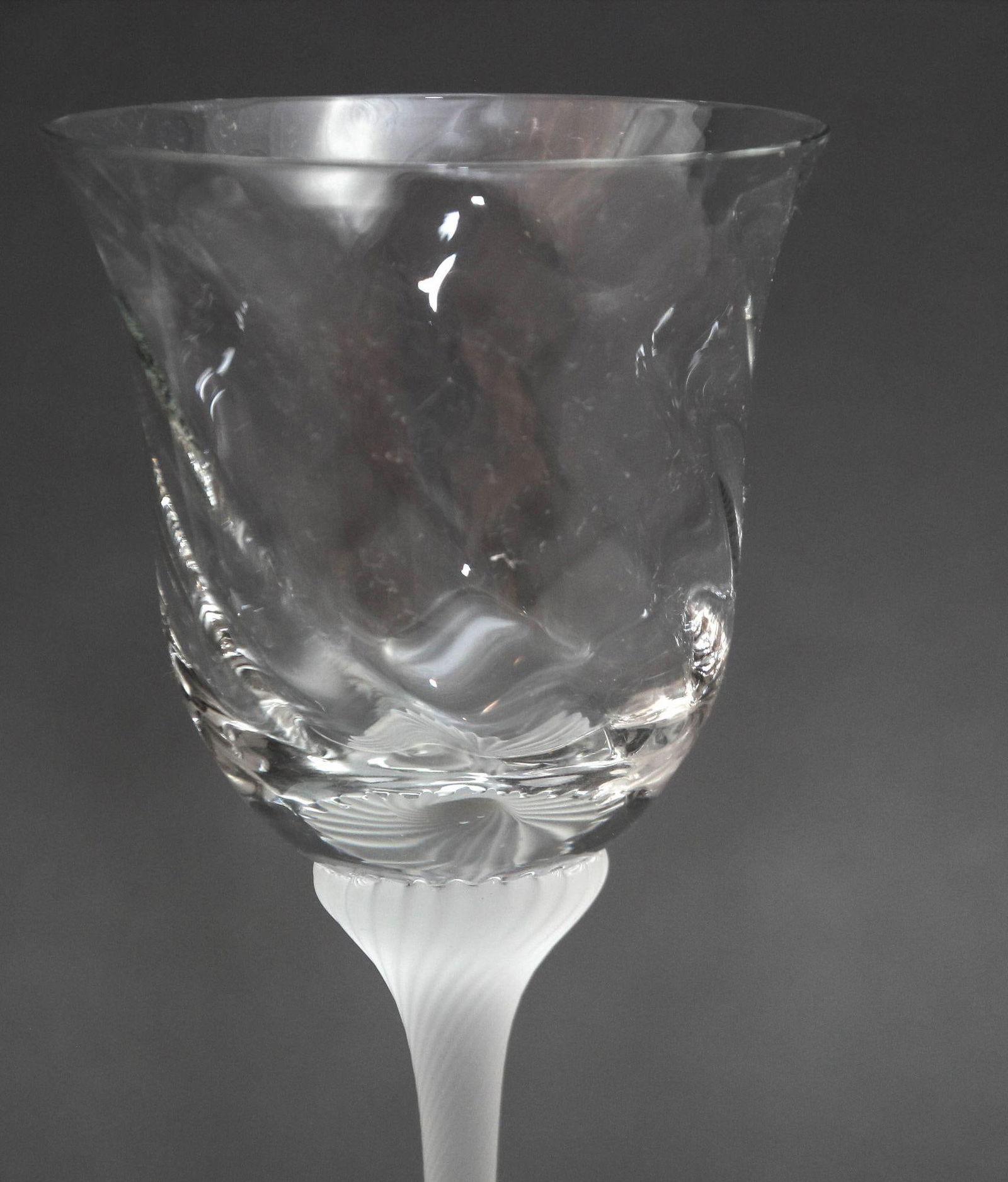 Fine Crystal Stemware Frosted Swirl Wine Goblets Set of 4 - 6