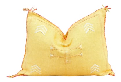 Butterscotch Lumbar Moroccan Silk Rug Pillow