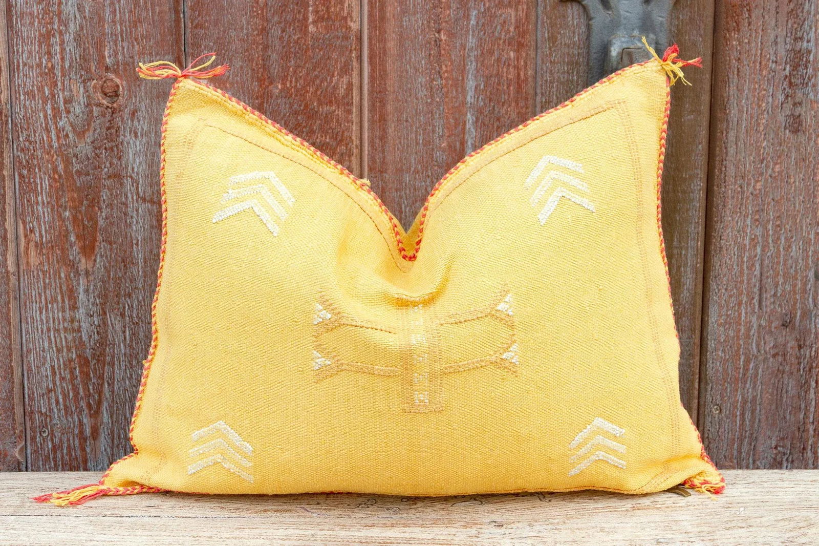 Butterscotch Lumbar Moroccan Silk Rug Pillow - 2