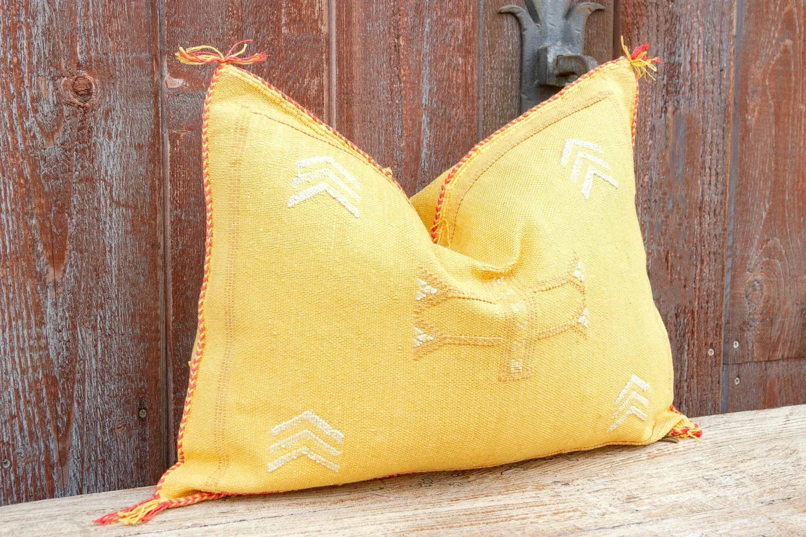 Butterscotch Lumbar Moroccan Silk Rug Pillow - 3