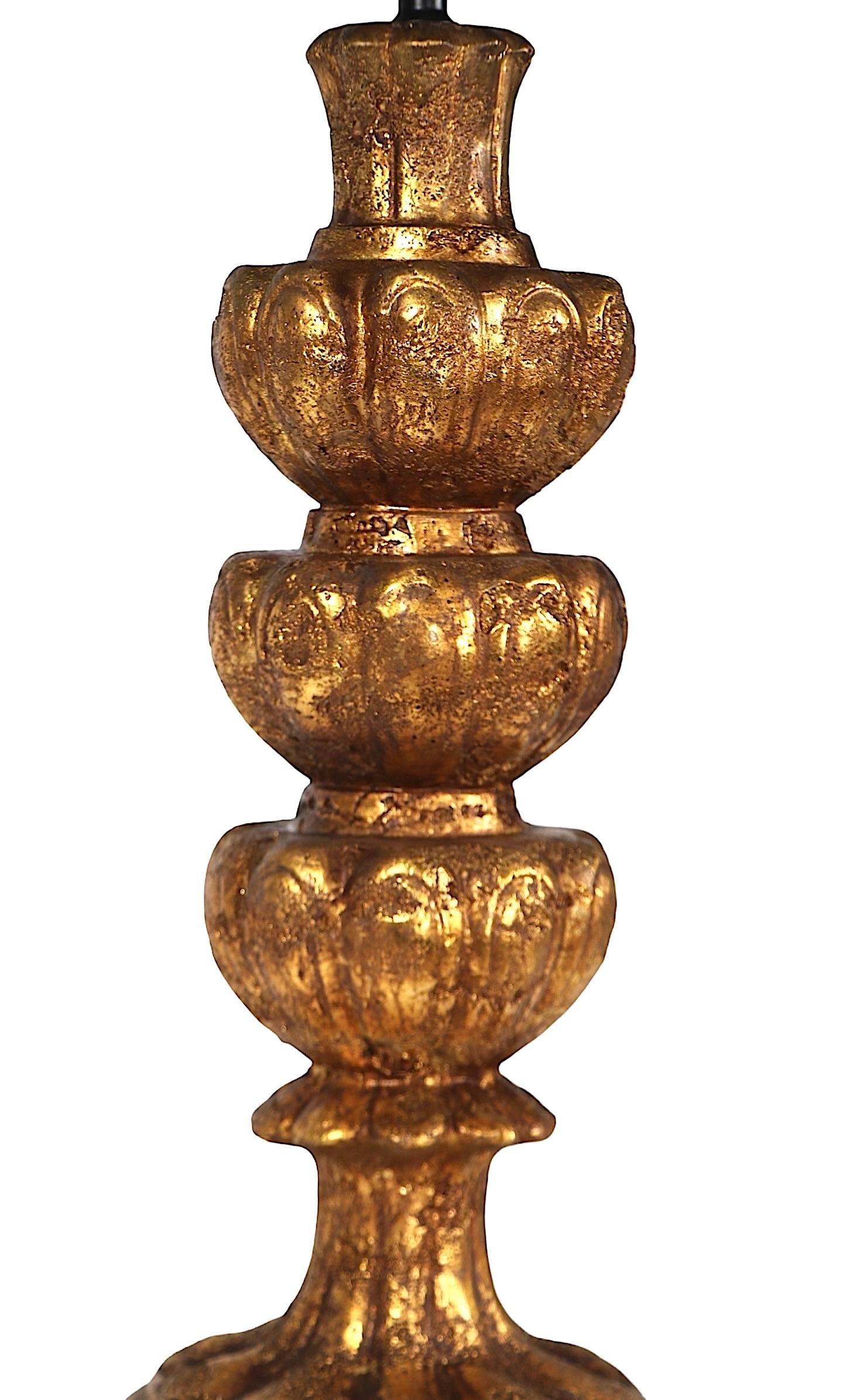 Mid Century Hollywood Regency Gilt Table Lamp C 1950/70's - 4