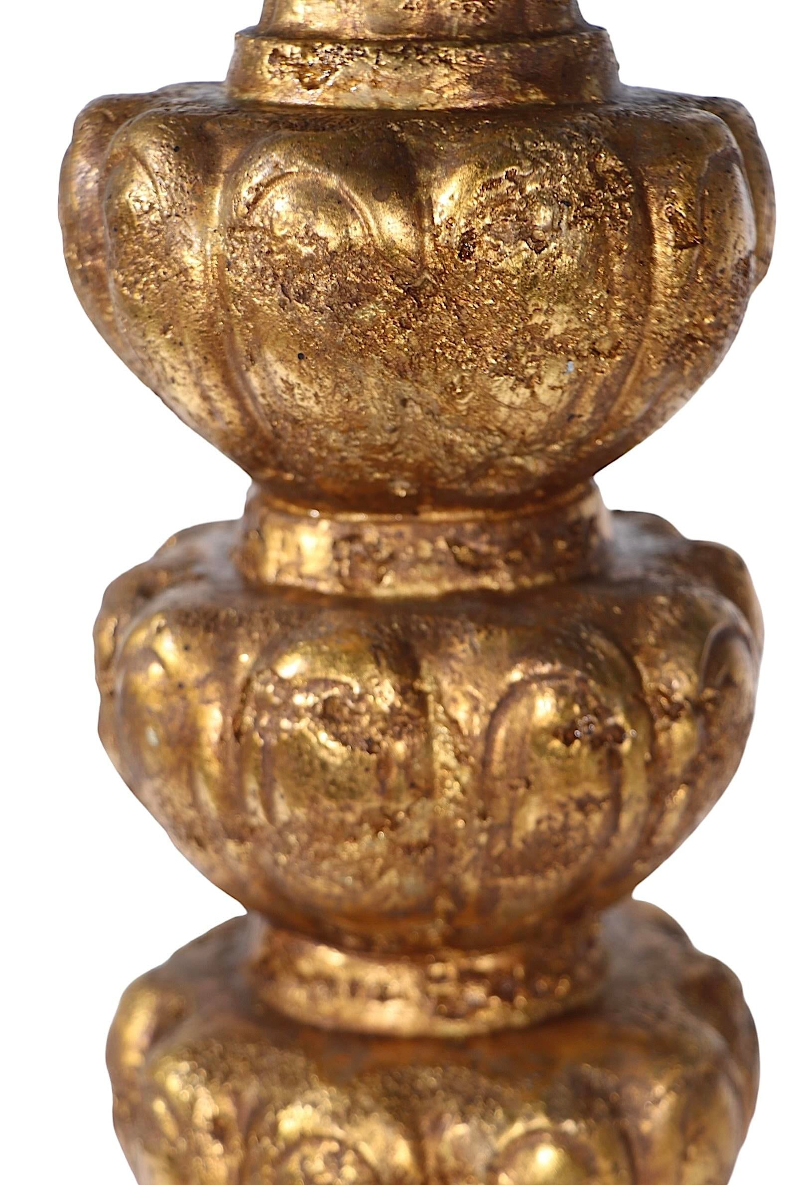 Mid Century Hollywood Regency Gilt Table Lamp C 1950/70's - 5