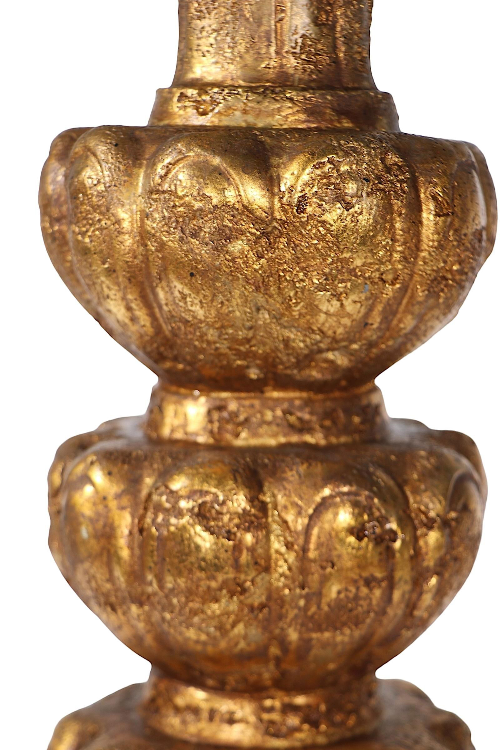 Mid Century Hollywood Regency Gilt Table Lamp C 1950/70's - 8