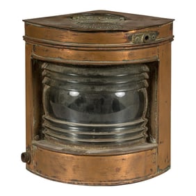 Nautical Tung Woo Starboard Ship Navigation Copper Lantern with Label