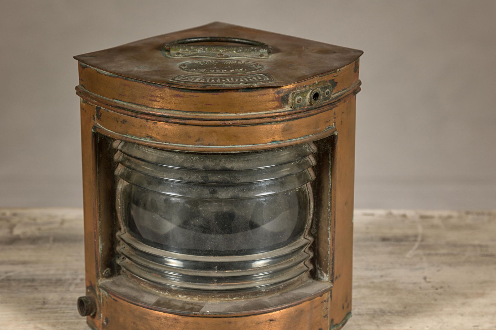 Nautical Tung Woo Starboard Ship Navigation Copper Lantern with Label - 7
