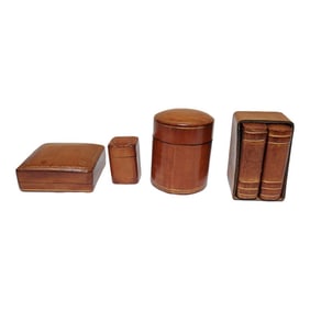 Collection of Four Vintage Florentine Scuola Del Cuoio Embossed Leather Boxes