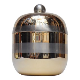 Italian Modernist "Apple" Lidded Trinket Box in Gold and Silver Aluminum