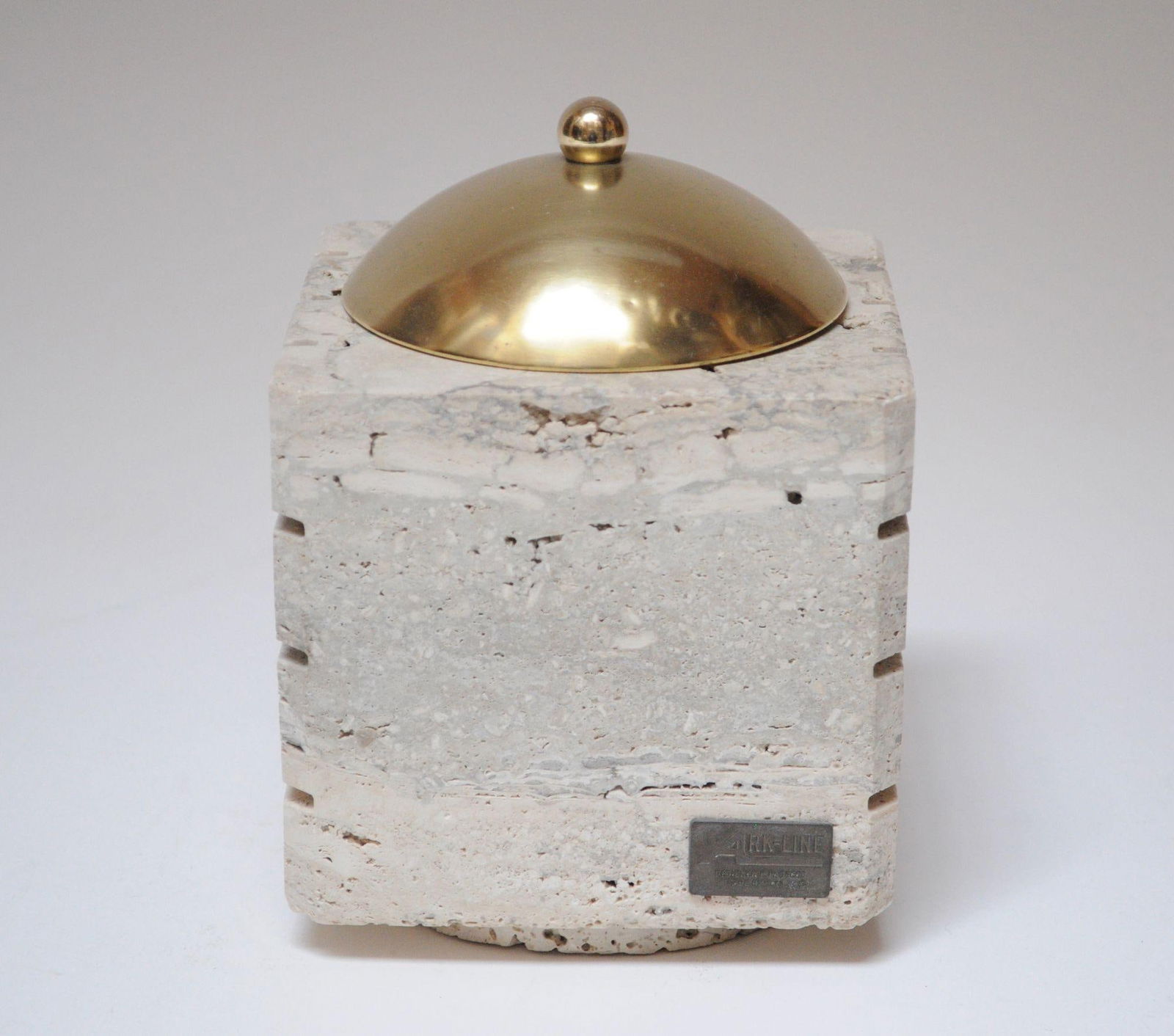 Vintage Italian Travertine and Brass Decorative Cube Box by Passeri for Ark Line - 5
